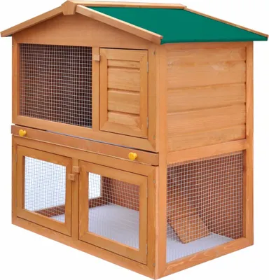 Produktbild von vidaXL Kaninchenstall Kleintierhaus Hasenstall 3 Türen Holz