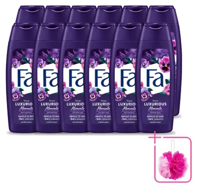 Produktbild von 12 x Fa Luxurious Moments Douchecreme - Rosa Veilchen - 250 ml - Sparpackung - 12 Stücke