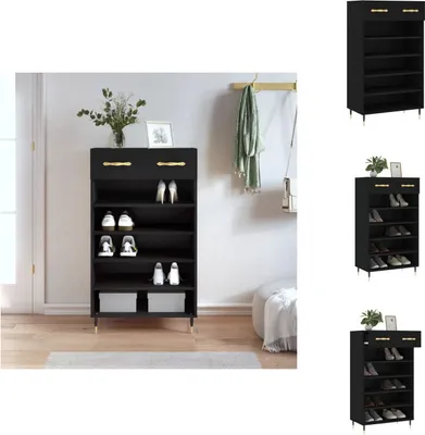 Image de vidaXL Armoire à chaussures noire 60x35x105 cm Bois composite - Armoires