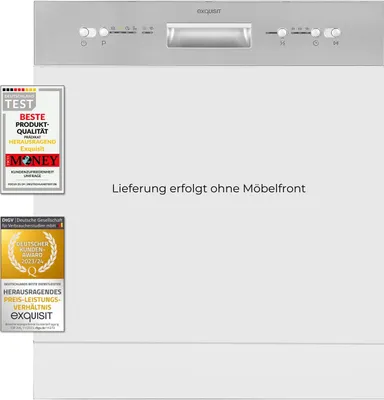 Produktbild von Exquisit Geschirrspüler EGSP6012-EB-030E inox | Spülmaschine 60 cm | ECO-Modus | Maßgedecke: 12 | Startzeitvorwahl | Einbaugerät