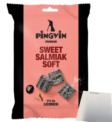 Produktbild von Toms Pingvin Lakritz Sweet Salmiak Soft (90g Packung) + usy Block