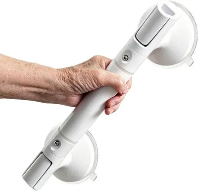 Produktbild von Griff für den Duschbereich mit Saugnapf, belastbar bis 110 kg – Duschgriff ohne Bohren – rutschfester Handgriff