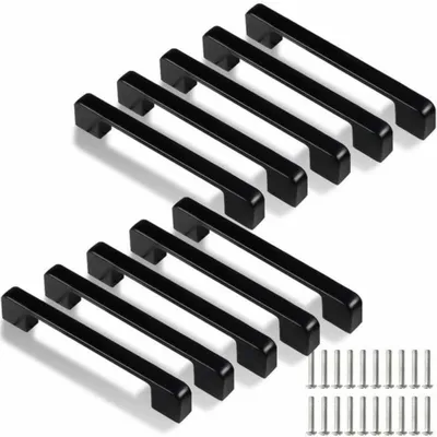 Produktbild von 10 Stück Möbelgriffe Schwarz Lochabstand 192 mm + Schrauben