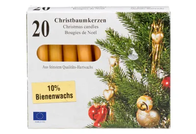 Produktbild von KCB 25322710 Christbaum-Kerzen mit 10% Bienenwachs, Ø 1,2 x 10 cm, natur (20er Pack)