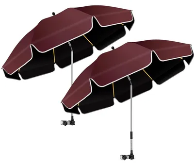 Obrázok produktu pre Sada dvoch plážových stoličiek, slnečník 124 cm, ochrana proti UV žiareniu UPF50+, 360° otočné, farba: vínová