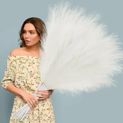 Produktbild von Großes XXL-Pampasgras, 4 künstliche Graspflanzen à 120 cm, flauschige künstliche Blumen für Schlafzimmer, Boho-Dekoration, Wohnzimmer, Boden, Vase, Tischdekoration