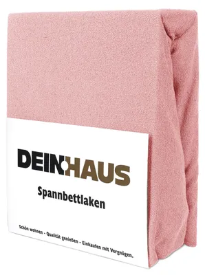 Produktbild von Spannbettlaken Frottee Baumwolle, hautfreundlicher Stoff, Bettlaken mit Gummizug Lachsfarben 90 x 200 cm
