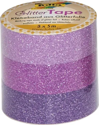 Produktbild von folia Deko-Klebeband "Glitter Tape" rosa/pink/lila 3 Rollen