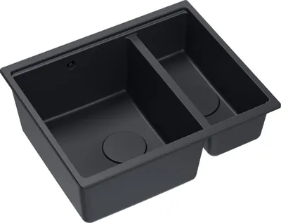Produktbild von QUADRON Spülbecken 1,5-Becken Spüle | Größe: 55,5 x 46 x 22 cm | LOGAN 150 | Unterbauspüle Granitspüle aus GraniteQ mit Siphon | Carbon + Stahl