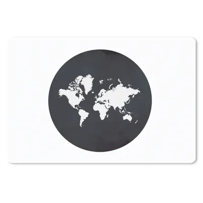 Produktbild von MuchoWow® Schreibtischunterlage Weltkarte - Schwarz und weiß - Kreis 60x40 cm - XXL Mauspad - Großes Mauspad