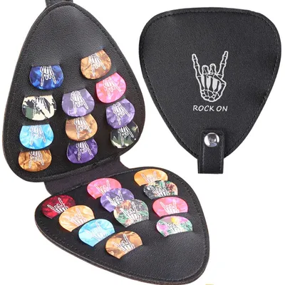 Immagine prodotto di INF Custodia per plettri per chitarra ROCK ON con 22 plettri in Finto cuoio