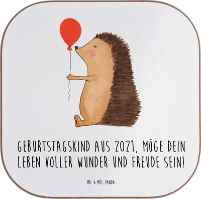 Produktbild von Mr. & Mrs. Panda Untersetzer für Gläser 2021 Geburtstag - Weiß - Geschenk, Holzuntersetzer, Lebensfreude, Freunde, Alter, unterleger, Tassen, Tassenuntersetzer