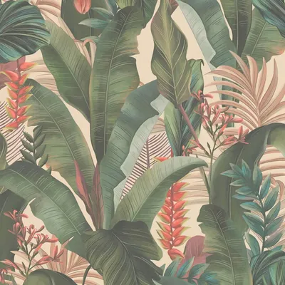 Productafbeelding van Profhome 394351-GU Bloemen behang jungle mat beige groen 5,33 m2