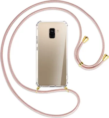 Produktbild von Handykette Backcover-Schutzhülle mit Band (Metall goldfarben) für Samsung Galaxy A8 2018 - roségold