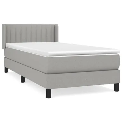 Image de Sommier à lattes de lit et matelas Gris clair 90x190 cm Tissu