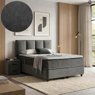 Produktbild von Boxspringbett mit Bettkasten NAPOLI 180 x 200 cm, Schwarz, Matratze, Topper integriert, H3