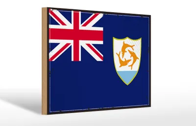 Produktbild von Holzschild Flagge Anguillas 30x20cm Retro Flag of Anguilla