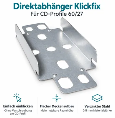 Produktbild von Direktabhänger Klickfix für CD Profile, Deckenhalterung