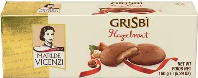 Produktbild von Matilde Vicenzi Grisbi Hazelnut - Italienisches Mürbeteiggebäckmit samtiger Cremefüllung, 14er Pack (14 x 150 g)