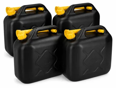 Produktbild von BURI 4x Benzinkanister 20L Kraftstoffkanister Dieselkanister UN  mit flexiblem Ausgießer Kunststoff Kanister für Benzin Diesel Wasser Reservekanister auslaufsicher leicht Schwarz Gelb