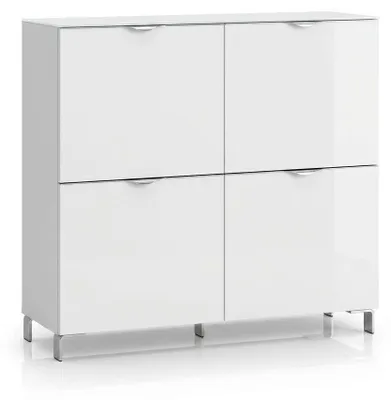 Produktbild von Highboard Weiß Hochglanz - 100 cm Breite - Moderne Kommode fürs Wohnzimmer MDF