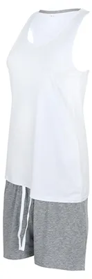 Produktbild von Towel City TC052 | Short Pyjamas Set in a Bag - Single-Jersey - Farbe: White/Heather Grey - Größe: XL