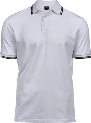 Produktbild von Tee Jays 1407 | Herren Luxury Stripe Stretch Polo - Farbe: White/Navy - Größe: XXL