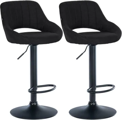 Produktbild von CLP 2er Set Barhocker Milet Stoffbezüge höhenverstellbar drehbar mit Rückenlehnen schwarz Material Gestell Metall matt schwarz