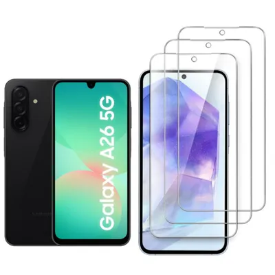 Produktbild von CLM-Tech Schutzfolie kompatibel mit Samsung Galaxy A26 5G Panzerfolie Panzerglas Crystal Clear Displayschutz 9H Glas Displayfolie Schutzglas - Unterstützt Fingerabdruck-ID - Folie kristallklar