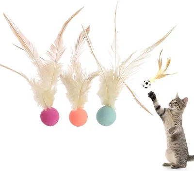 Produktbild von Interaktive Federball Spielset für Katzen - Federball Spielzeug - Sprungball - Katzen Spielzeug - Set B