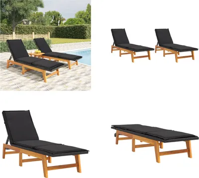 Produktbild von vidaXL Sonnenliegen mit Auflagen 2 Stk. Poly Rattan Massivholz Akazie - Sonnenliege - Sonnenliegen - Liege - Outdoor Liege