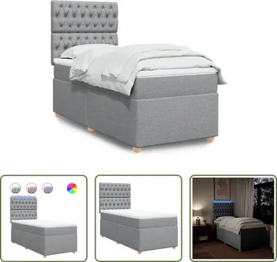 Produktbild von The Living Store Boxspringbett mit Matratze Hellgrau 80x200 cm Stoff