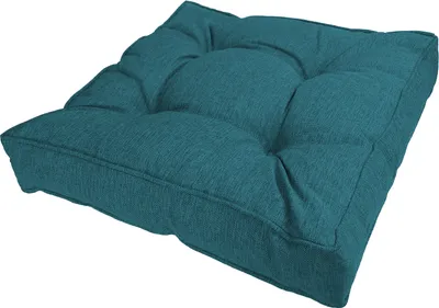 A single teal cushion is shown against a white background.
