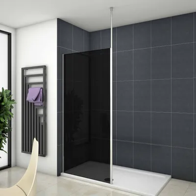 Produktbild von Duschkabine 120x200cm Duschwand mit Glasschutzfolie 8mm NANO-ESG Walk in Duschtrennwand+2030-3200mm Deckenhalter