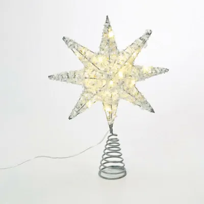 Zdjęcie produktu dla ACA Lighting srebrna gwiazda na choinkę 20 MINI WW zasilana bateryjnie 3xAA LED, IP20 28x5x20cm X112011281