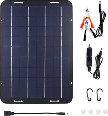 Obrázek produktu pro 10W 18V solární nabíječka baterií, přenosná vodotěsná nabíjecí sada solárních panelů pro obytný vůz, traktor, loď