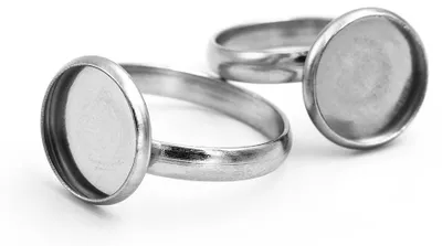 Produktbild von Vintageparts Ringrohlinge aus 304 Edelstahl, platinfarben, für 12 mm Cabochons, 2 Stück