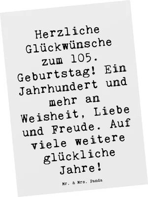 Produktbild von Mr. & Mrs. Panda Postkarte Spruch 105. Geburtstag - Weiß - Geschenk, Alter, Meilenstein feiern, Ansichtskarten, Postkarten, Happy Birthday, Fotokarte, Erfahrung