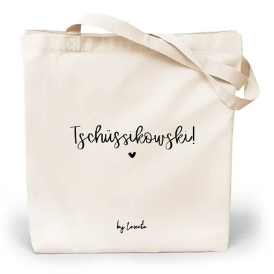 Produktbild von Loxato Stoffbeutel Spruch - Baumwolltasche Lustig - Jutebeutel Spruch - "Tschüssikowski"