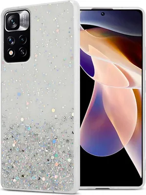 Produktbild von Cadorabo Hülle für Xiaomi RedMi NOTE 11 PRO+ in Transparent mit Glitter Schutzhülle aus flexiblem TPU Silikon mit funkelnden Glitter Case Cover Etui Handy Hülle