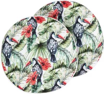 Obrázek produktu pro BELIANI Sada 2 venkovních polštářů vícebarevný polyester ⌀ 40 cm kulatý vzor tukani zahradní terasa