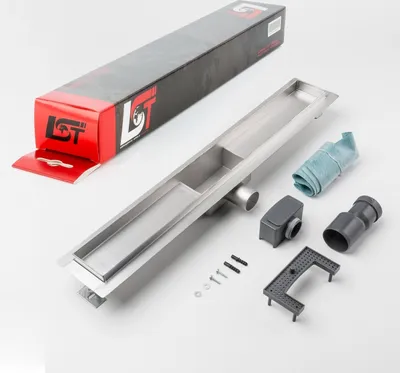 Produktbild von Duschrinne 600 x 70 mm Duschablauf Bodenablauf Ablaufrinne mit Siphon Dichtband