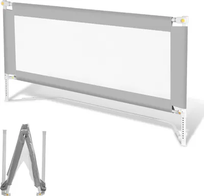 Produktbild von Jayseuw 180cm Bettschutzgitter Kinder Bettgitter Höhenverstellbar Kinderbettgitter für Familienbett und Kinderbett, Rausfallschutz für Kinder- & Elternbetten Bett, Grau