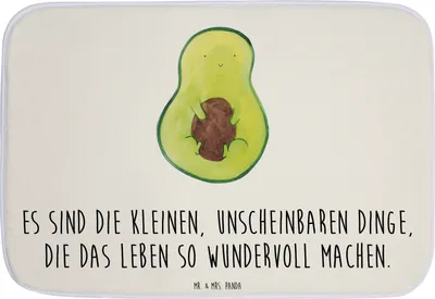 Produktbild von Mr. & Mrs. Panda Badteppich Avocado Kern - Weiß - Geschenk, Badvorleger, badezimmervorleger, Badläufer, Liebe, Badematte, Baby, Badezimmerteppich, Wunder, Pflanze