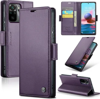 Immagine prodotto di Custodia Redmi Note 10 4G, Custodia in pelle per carte da gioco protettiva con supporto per Xiaomi Redmi Note 10 4G / Note 10S Viola