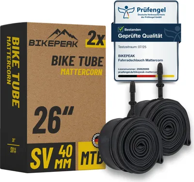 Produktbild von BikePeak 2x Fahrradschlauch Mattercorn MTB 26 Zoll SV-40mm 40/62-559 - 2er Set