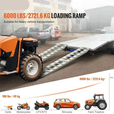 Produktbild von Aluminium-Rampenplatten – Tragbare Brückenrampen – Rollstuhlrampen – 6000 LBS Tragkraft – 94x15 Zoll