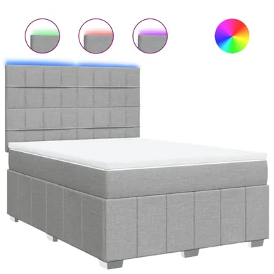 Produktbild von Boxspringbett mit Matratze Hellgrau 140x200 cm Stoff