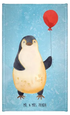Produktbild von Mr. & Mrs. Panda Handtuch Pinguin Luftballon - Eisblau - Geschenk, Freundin, Jahrmarkt, Beste, Kirmes, Kleines, Mini-Handtuch, Baumwollhandtuch, Geschenkidee, Gästetuch