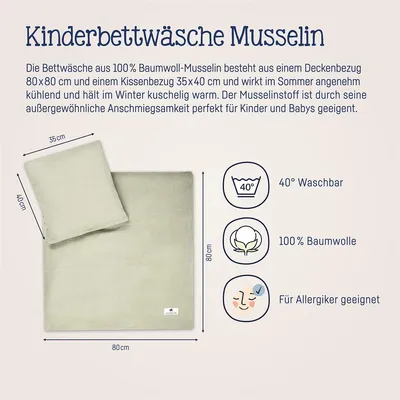 Produktbild von Julius Zöllner lime Bettwäsche Musselin 100x135+40x60